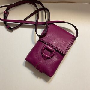 Fossil  Magenta Leather Crossbody Bag